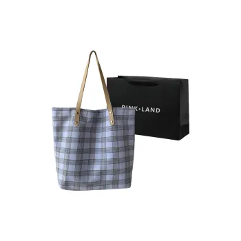 PINK·LAND Canvas Canvas Bag Shoulder Bags Regular Women's Sky Blue Check Bag / Black Check Bag / Khaki Check Bag
