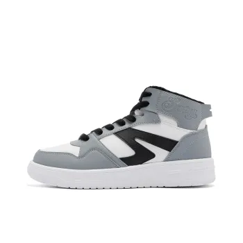 QIAODAN Coverage Anti Slip Wear Resistant Breathable Height Increasing Warm High Top Skateboard Shoes Men's Gray White