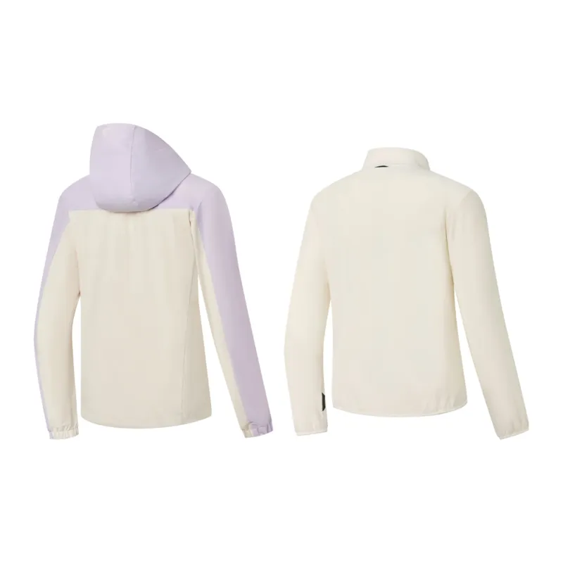 QIAODAN Mountain God Series Windbreaker Jackets Women's Cream White/Taro Paste Purple-1
