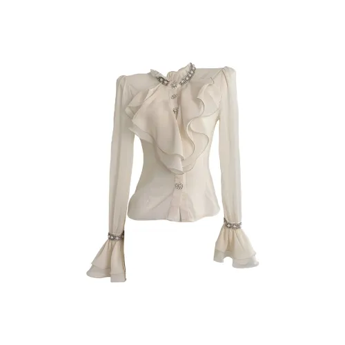 BEAUTIFUL CONFESSION Chiffon Shirts Women's Apricot