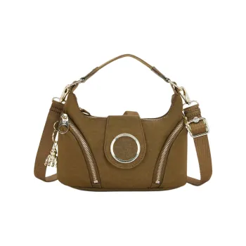 Kipling Nylon Portable Crossbody Bag, Shoulder Bag Small Size Unisex Brown