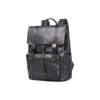 LARTIGENT Top Grain Cow Leather Backpack Men's Black