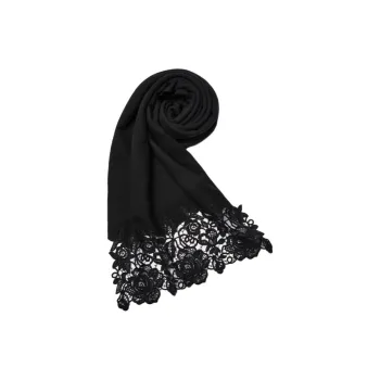 Valentino Wool Cashmere Lace Knit Scarves Women's Black