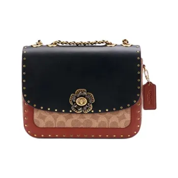 COACH Madison Cow Leather Shoulder Bag Crossbody Bag Women's Rusty Red & Black