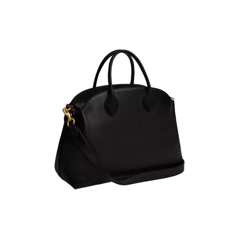 COACH Empire Carryall Grain Leather Shoulder Bag, Crossbody Bag, Handbag Tubas Women's Black-1