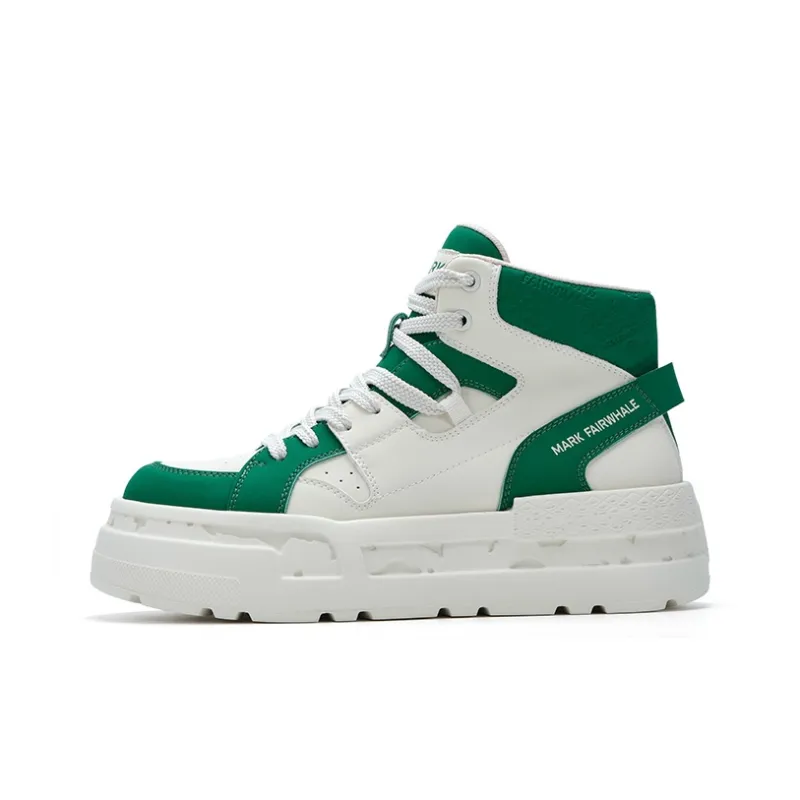 FAIRWHALE Skateboard Shoes Men High Top Black/Green-7
