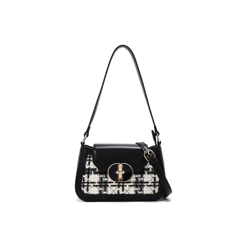 Carit&Koty Polyurethane Synthetic Leather Shoulder Bag Women's Black-1
