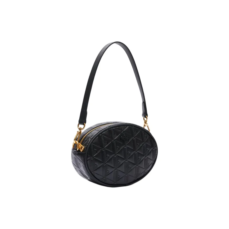 LACOSTE Cow Leather Handbag, Shoulder Bag Women's Black-2