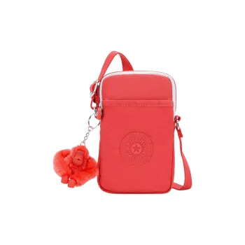 Kipling Nylon Cell Phone Pouch, Shoulder Bag, Crossbody Bag Unisex Coral