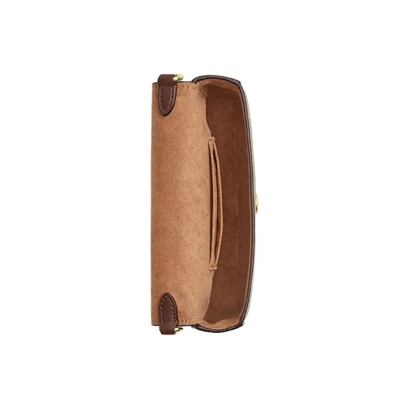 COACH Artificial Leather Cow Leather Patchwork One Shoulder Handbag Crossbody Bag Mini Women's Brown Yellow & Brown-2