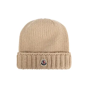 Moncler Logo Patch Ribbed Beanie
