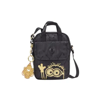 Kipling X Minions Collaboration Recycled Polyester Cell Phone Pouch, Crossbody Bag Unisex Black