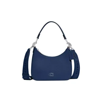 COACH Hobo Cross Grain Leather Handbag, Shoulder Bag, Crossbody Bag Medium Size Unisex Dark Blue