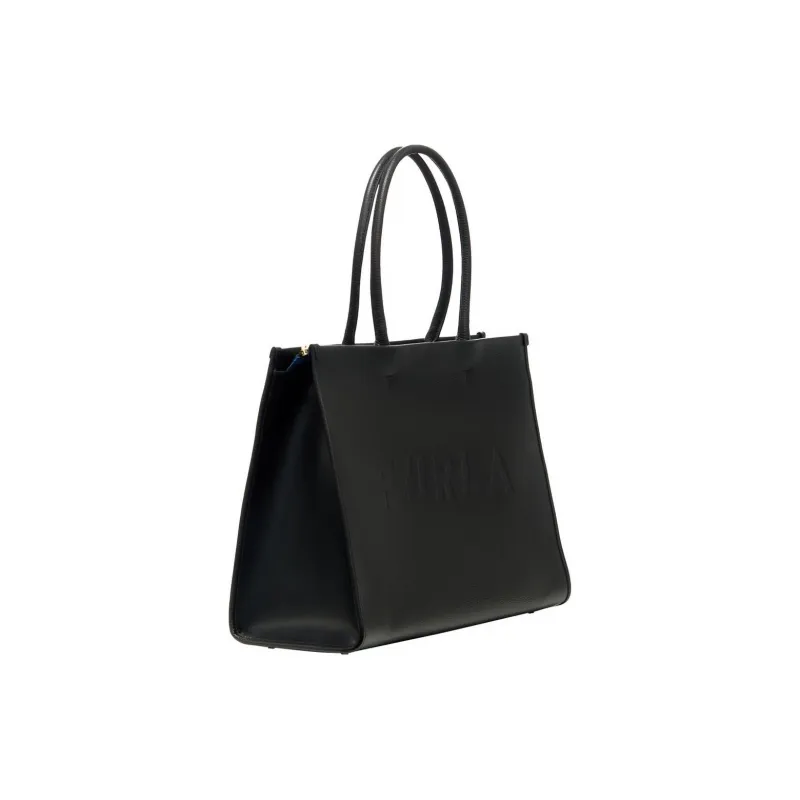 Furla Leather Tote Bag, Shopping Bag, Shoulder Bag, Handbag Tubas Women's Black-2