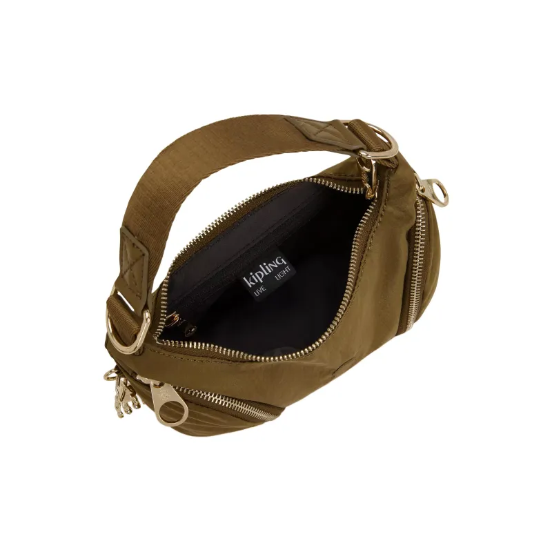 Kipling Nylon Portable Crossbody Bag, Shoulder Bag Small Size Unisex Brown-3