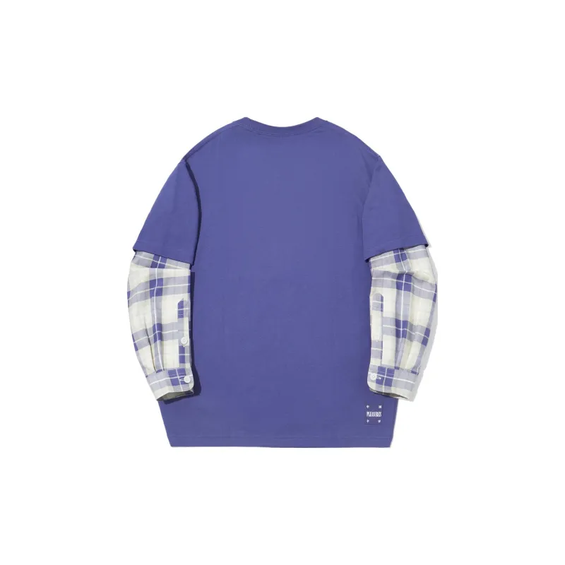 LiNing x PLEASURES Sweatshirt Men's Misty Blue Chamois Yellow Plaid Color Set-1