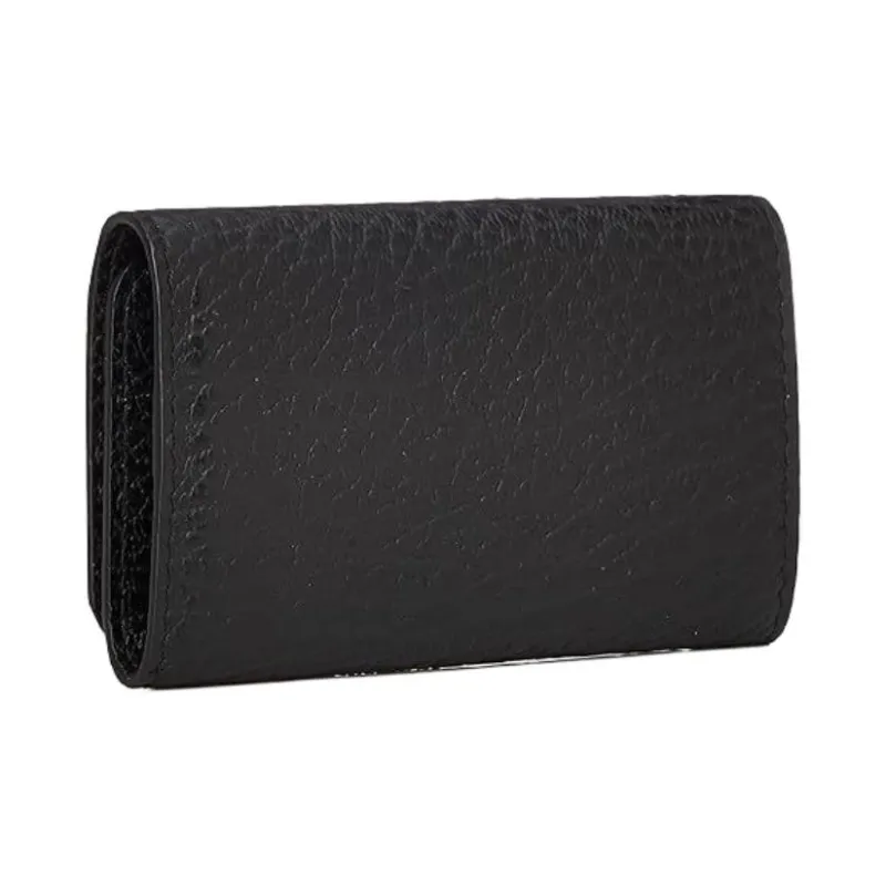 Maison Margiela Grained Cow Leather Key Pouch Women's Black-4