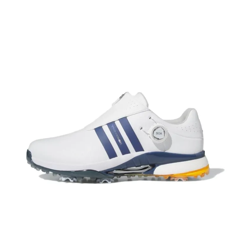 Adidas Tour360 Anti Slip Wear Resistant Low Top Golf Shoes Men's White Blue-0