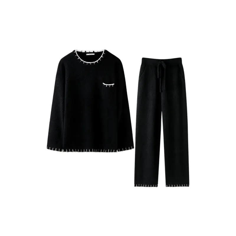 MEITENG Pajama Set Winter Women's Black-0
