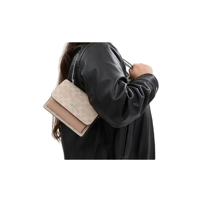 COACH Artificial Leather With Cow Leather Crossbody Bags Mini Women's Taupe-3
