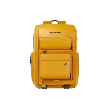 PIQUADRO Leather Backpack Regular Men's Yellow