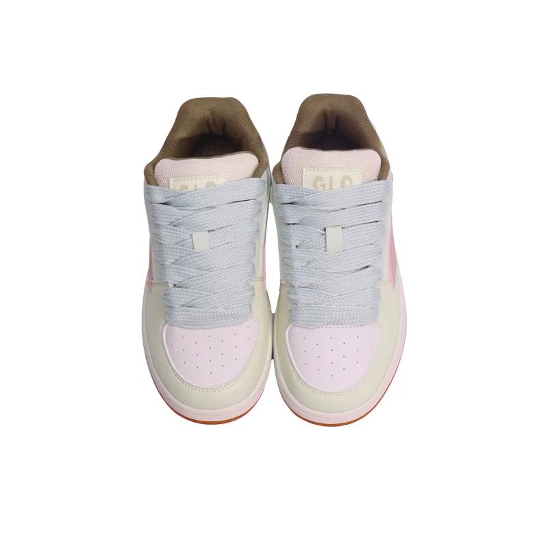 GLO BULL Skateboard Shoes Unisex Low Top Beige Light Green Pink-3
