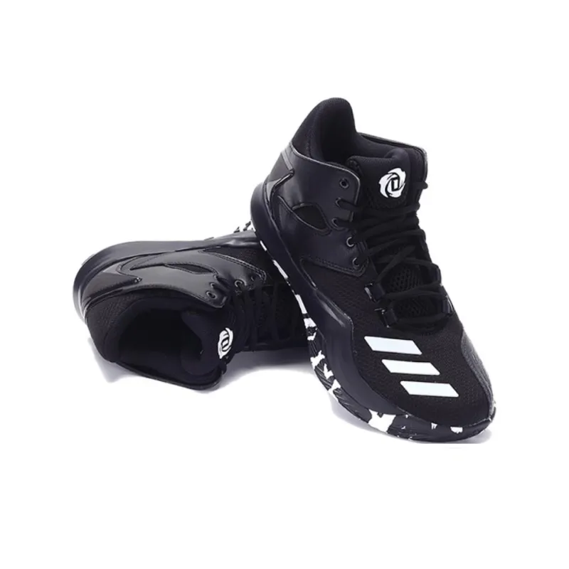 Adidas D Rose 773 Anti-Slip Wear-Resistant Mid-Top Basketball Shoes Men's Black White-2