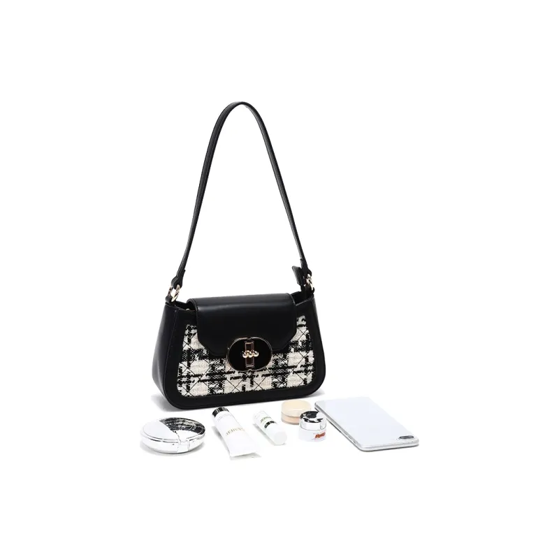 Carit&Koty Polyurethane Synthetic Leather Shoulder Bag Women's Black-5