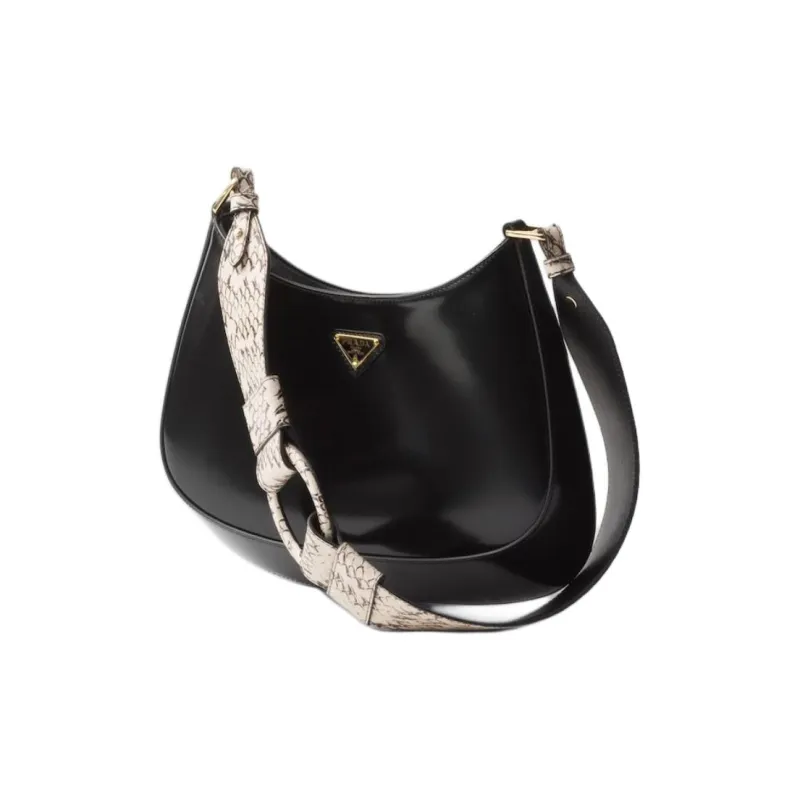 PRADA Cleo Leather Crossbody Bag, Shoulder Bag Women's Black-1
