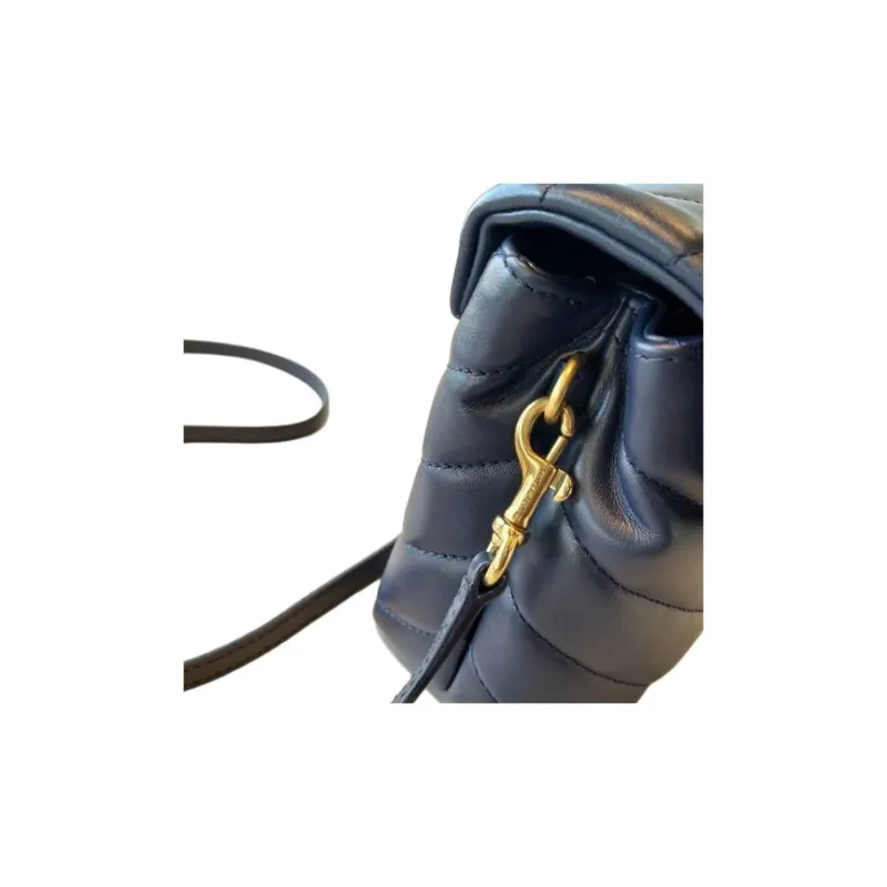 SAINT LAURENT Quilting Calfskin Crossbody Bag Women's Marine Blue-8