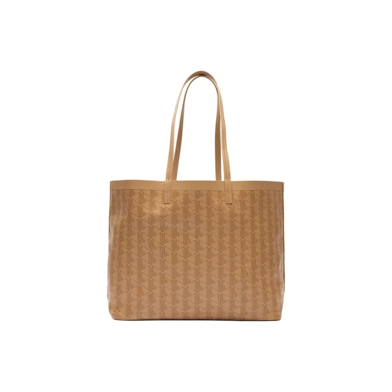 LACOSTE Cotton Tote Bag, Shopping Bag, Shoulder Bag, Handbag Women's Beige-2