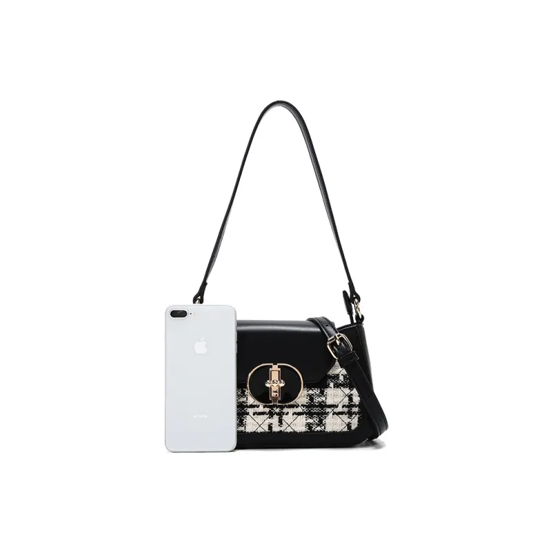 Carit&Koty Polyurethane Synthetic Leather Shoulder Bag Women's Black-2