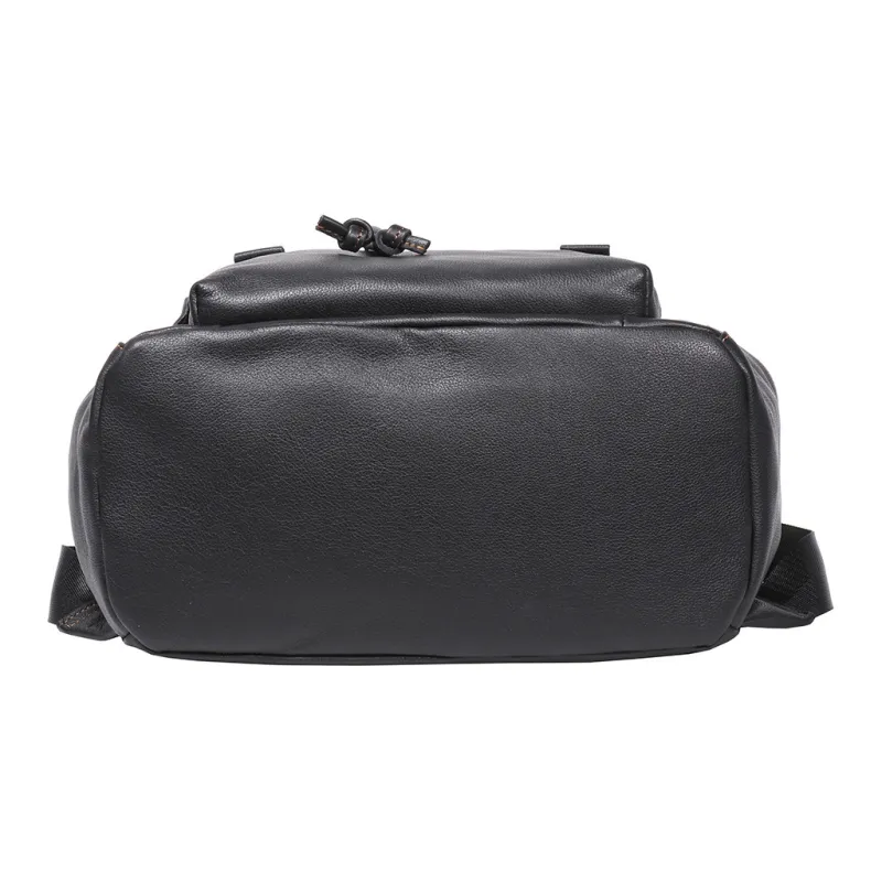 LARTIGENT Top Grain Cow Leather Backpack Men's Black-5