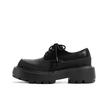 Old Meow British Style Lace Up Loafers 5cm Women's Black