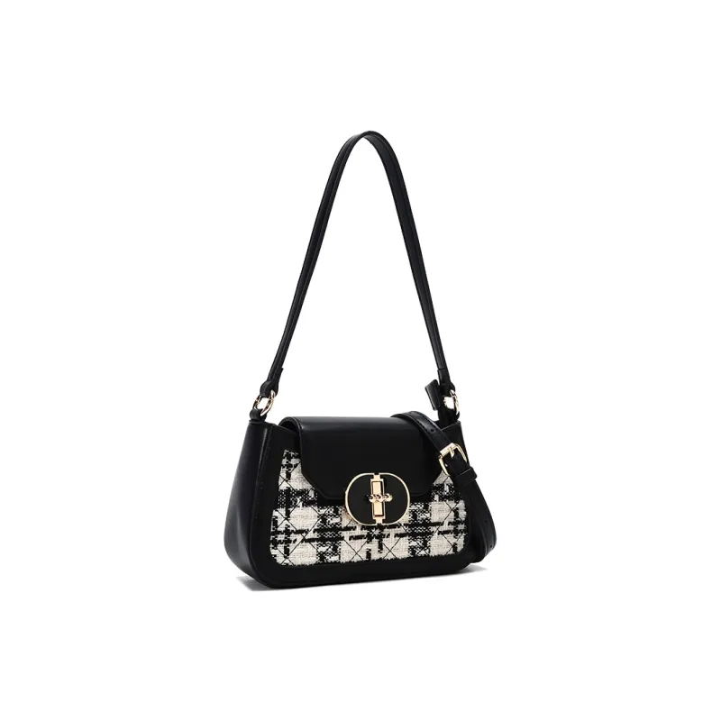 Carit&Koty Polyurethane Synthetic Leather Shoulder Bag Women's Black-3
