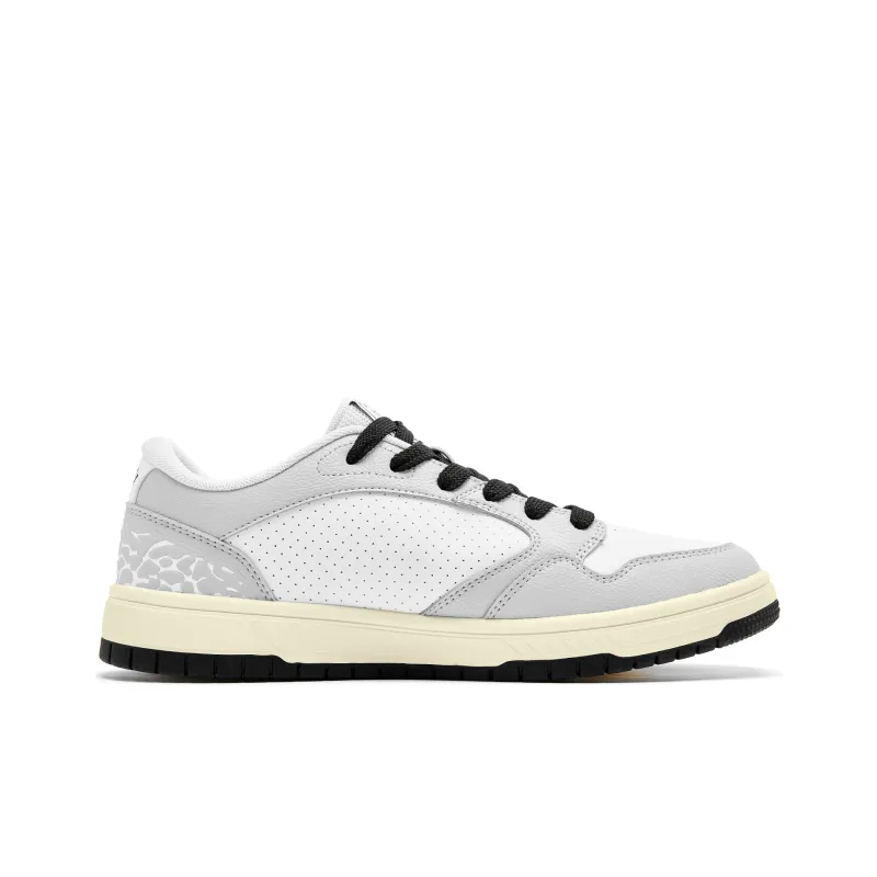 QIAODAN Anti Slip Wear Resistant Low Top Skateboard Shoes Men's White Gray-1