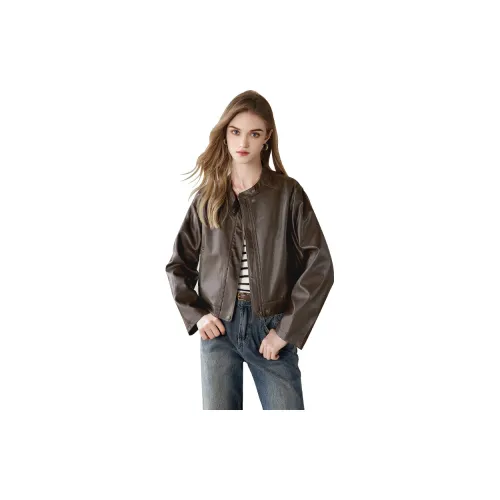 TOUCH Cropped Coats Women's Dark Coffee