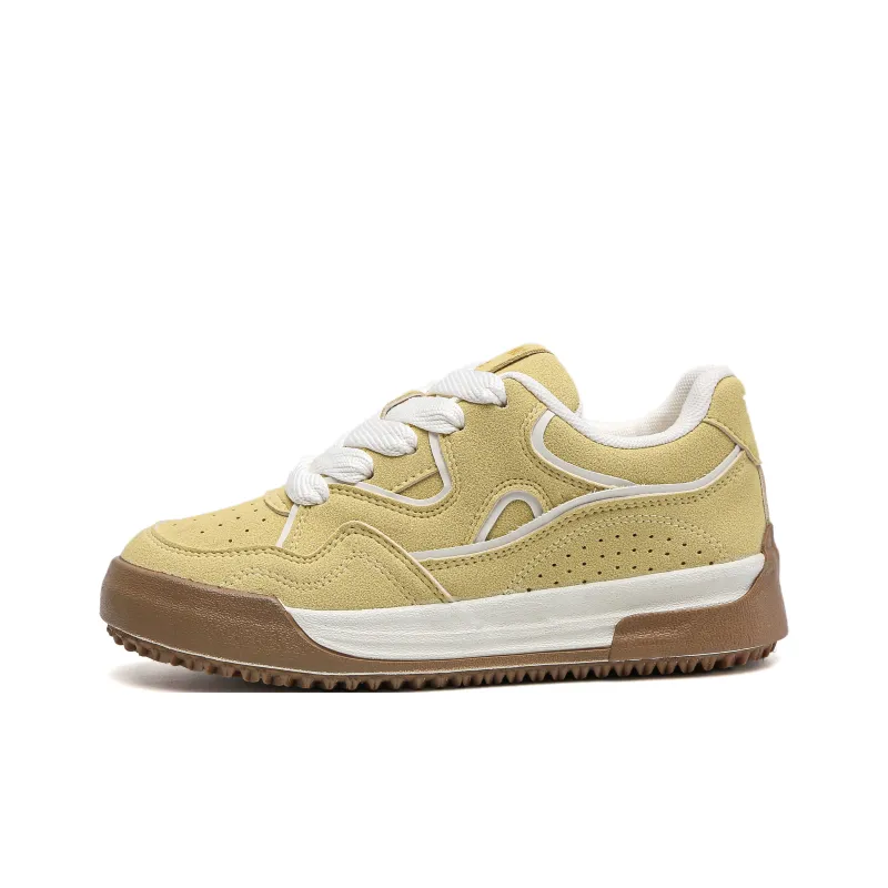TUOPIN Anti-Slip Wear-Resistant Low-Top Skateboard Shoes Women's Beige-4