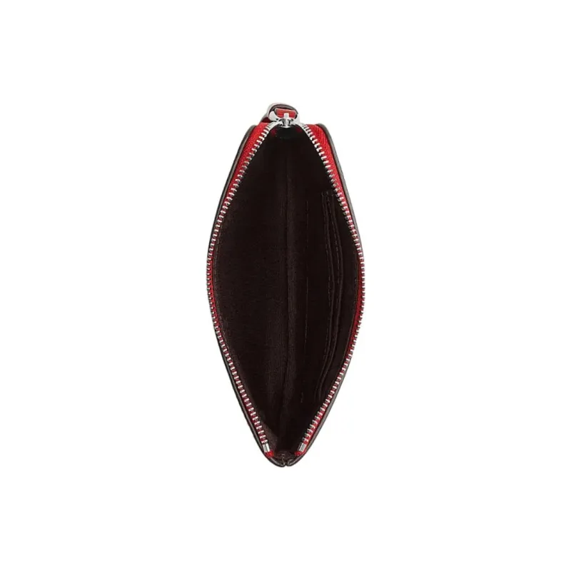 COACH Corner Zip Cow Leather Wrist Bag Clutch Trumpets Women's Red-1