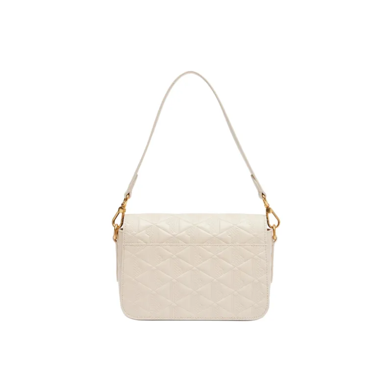 LACOSTE Cow Leather Portable Crossbody Bag, Shoulder Bag Women's Beige-3