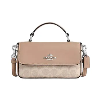 COACH Josie Artificial Leather Cow Leather Patchwork Shoulder Bag Crossbody Bag Handbag Mini Women's Taupe