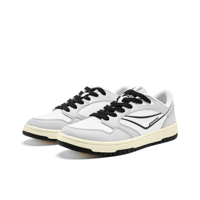 QIAODAN Anti Slip Wear Resistant Low Top Skateboard Shoes Men's White Gray-2