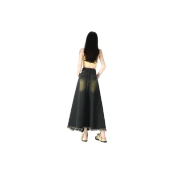 Jenna Chun Denim Long Skirt Women's Vintage Blue