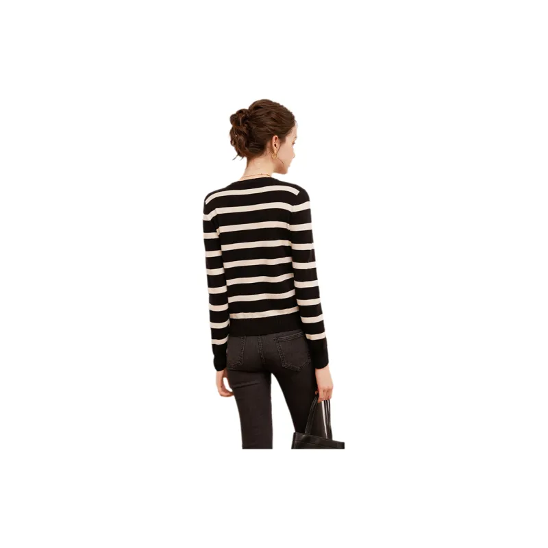 LOUISY AO Knitwear Women's Black White Stripes-1