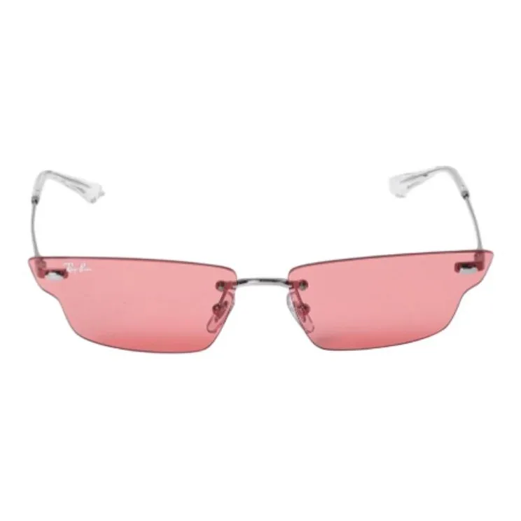 RayBan Metal Irregular Shape Sunglasses Unisex Silver-1