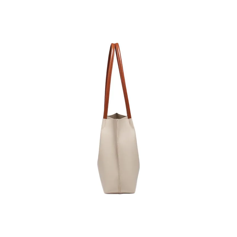 Marino Orlandi Synthetic Leather Totes Handbag Shoulder Bag Large Size Women's Black/Khaki-9