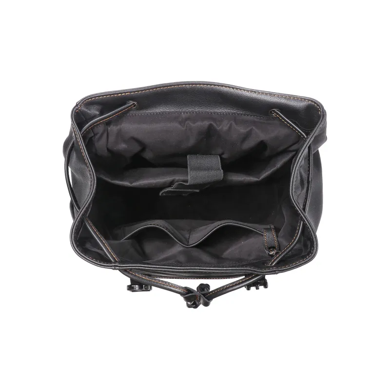 LARTIGENT Top Grain Cow Leather Backpack Men's Black-4