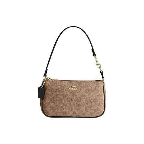 COACH Nolita Artificial Leather Handbag Shoulder Bag Small Size Women's Brown Yellow & Black