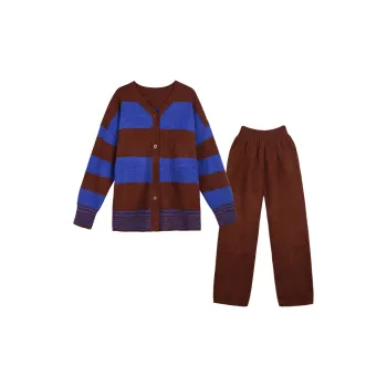 IIZZINI Pajama Set Women's Blue Khaki Plaid