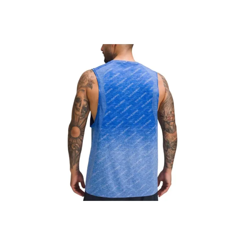 Lululemon Metal Vent Tech Tank Tops Men's Gradient High Mountain White/Flame Blue-1
